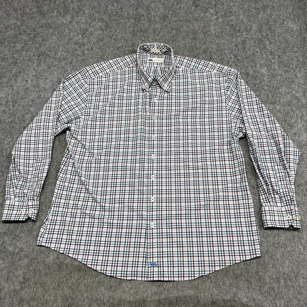 Onward Reserve Shirt Mens XL Blue Plaid Long Sleeve Performance Stretch Preppy